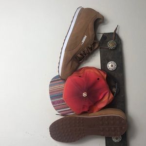 Paper bag brown pumas with mitchell and ness cap